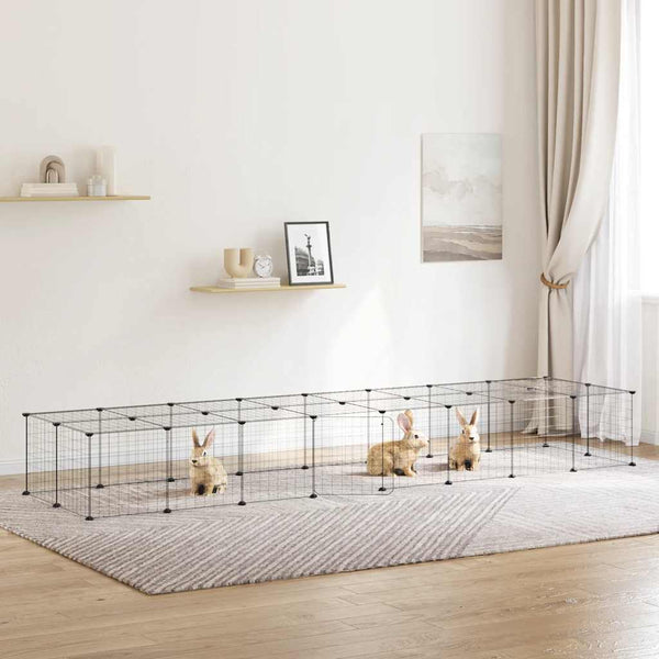 vidaXL 36-piece Pet Cage with Door Black 35x35 cm Steel