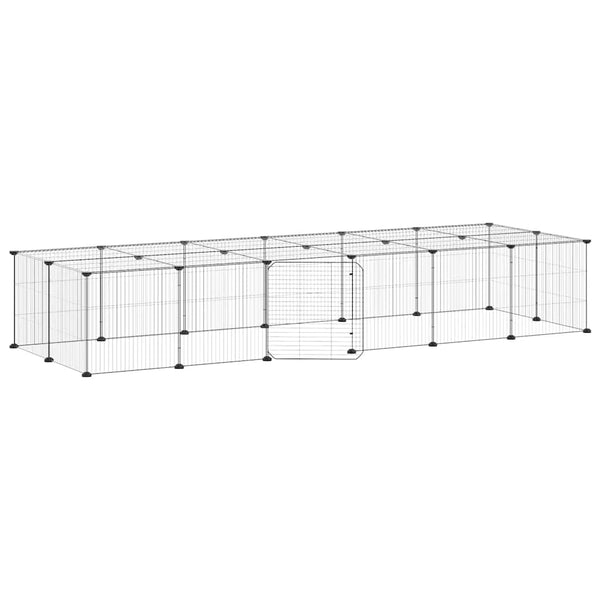 vidaXL 28-Piece Pet Cage with Door Black 35x35 cm Steel