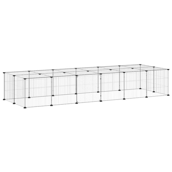vidaXL 28-Piece Pet Cage with Door Black 35x35 cm Steel