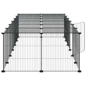 vidaXL 28-Piece Pet Cage with Door Black 35x35 cm Steel