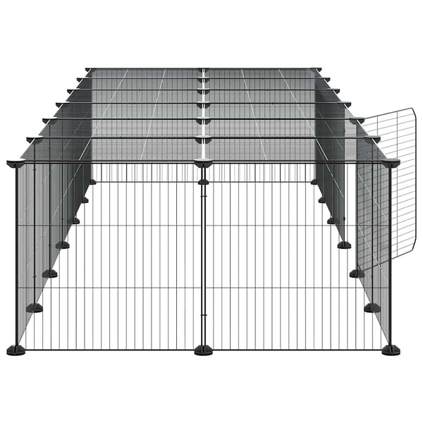 vidaXL 28-Piece Pet Cage with Door Black 35x35 cm Steel