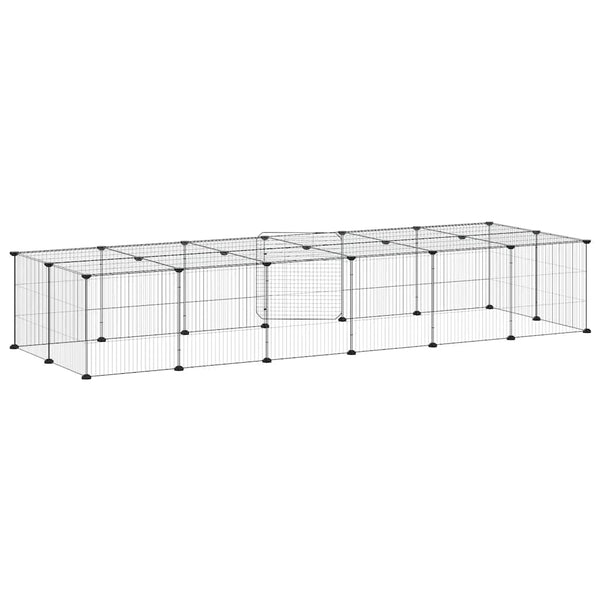 vidaXL 28-Piece Pet Cage with Door Black 35x35 cm Steel