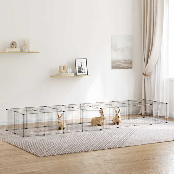 vidaXL 36-piece Pet Cage with Door Black 35x35 cm Steel