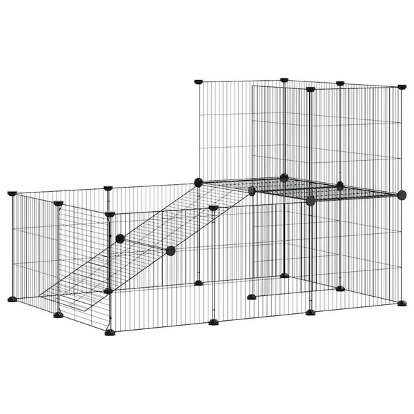 vidaXL 20-piece Pet Cage with Door Black 35x35 cm Steel