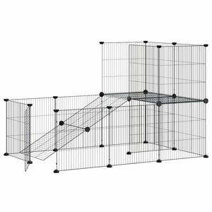 vidaXL 20-piece Pet Cage with Door Black 35x35 cm Steel