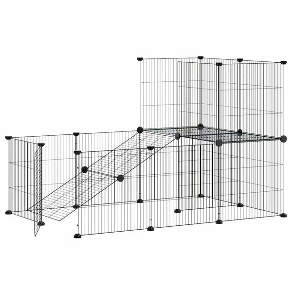 vidaXL 20-piece Pet Cage with Door Black 35x35 cm Steel