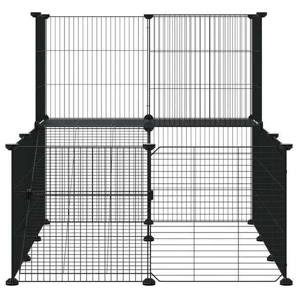 vidaXL 20-piece Pet Cage with Door Black 35x35 cm Steel
