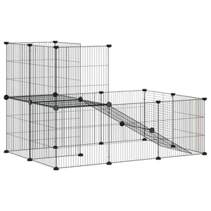 vidaXL 20-piece Pet Cage with Door Black 35x35 cm Steel