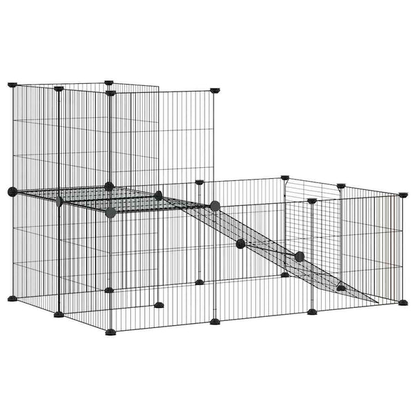 vidaXL 20-piece Pet Cage with Door Black 35x35 cm Steel