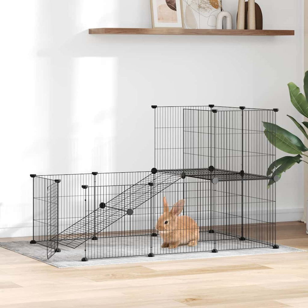 vidaXL 20-piece Pet Cage with Door Black 35x35 cm Steel