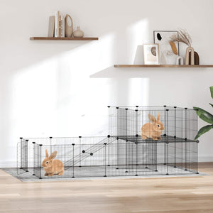 vidaXL 36-piece Pet Cage with Door Black 35x35 cm Steel