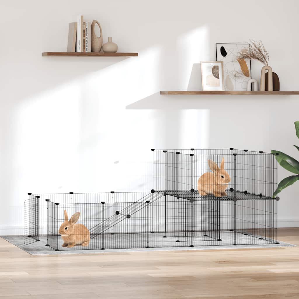 vidaXL 36-piece Pet Cage with Door Black 35x35 cm Steel
