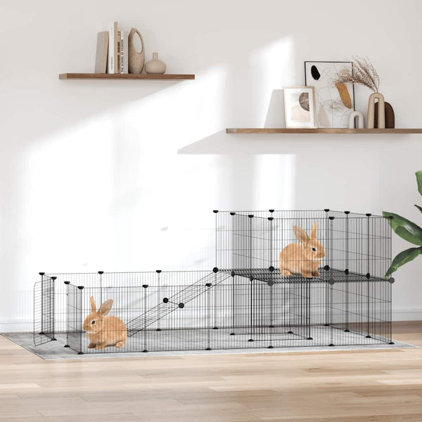 vidaXL 36-piece Pet Cage with Door Black 35x35 cm Steel
