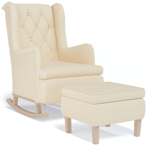 vidaXL Rocking Chair with Footstool Cream Fabric
