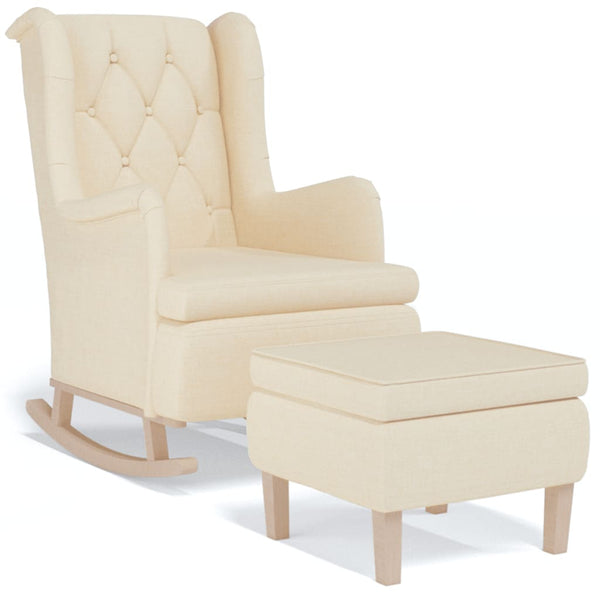 vidaXL Rocking Chair with Footstool Cream Fabric