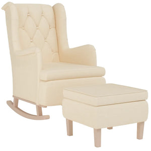 vidaXL Rocking Chair with Footstool Cream Fabric