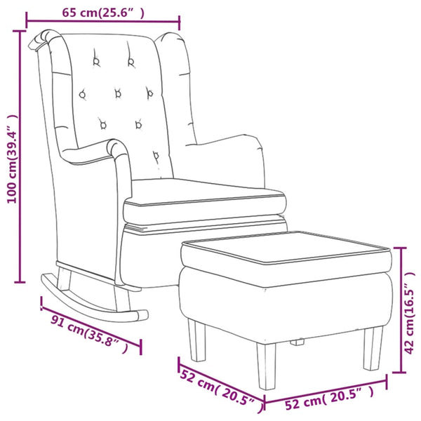 vidaXL Rocking Chair with Footstool Cream Fabric