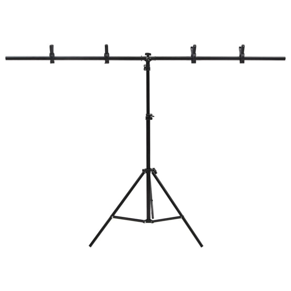 vidaXL T-Shaped Background Stand Black 151x60x(70-200) cm