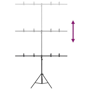 vidaXL T-Shaped Background Stand Black 151x60x(70-200) cm