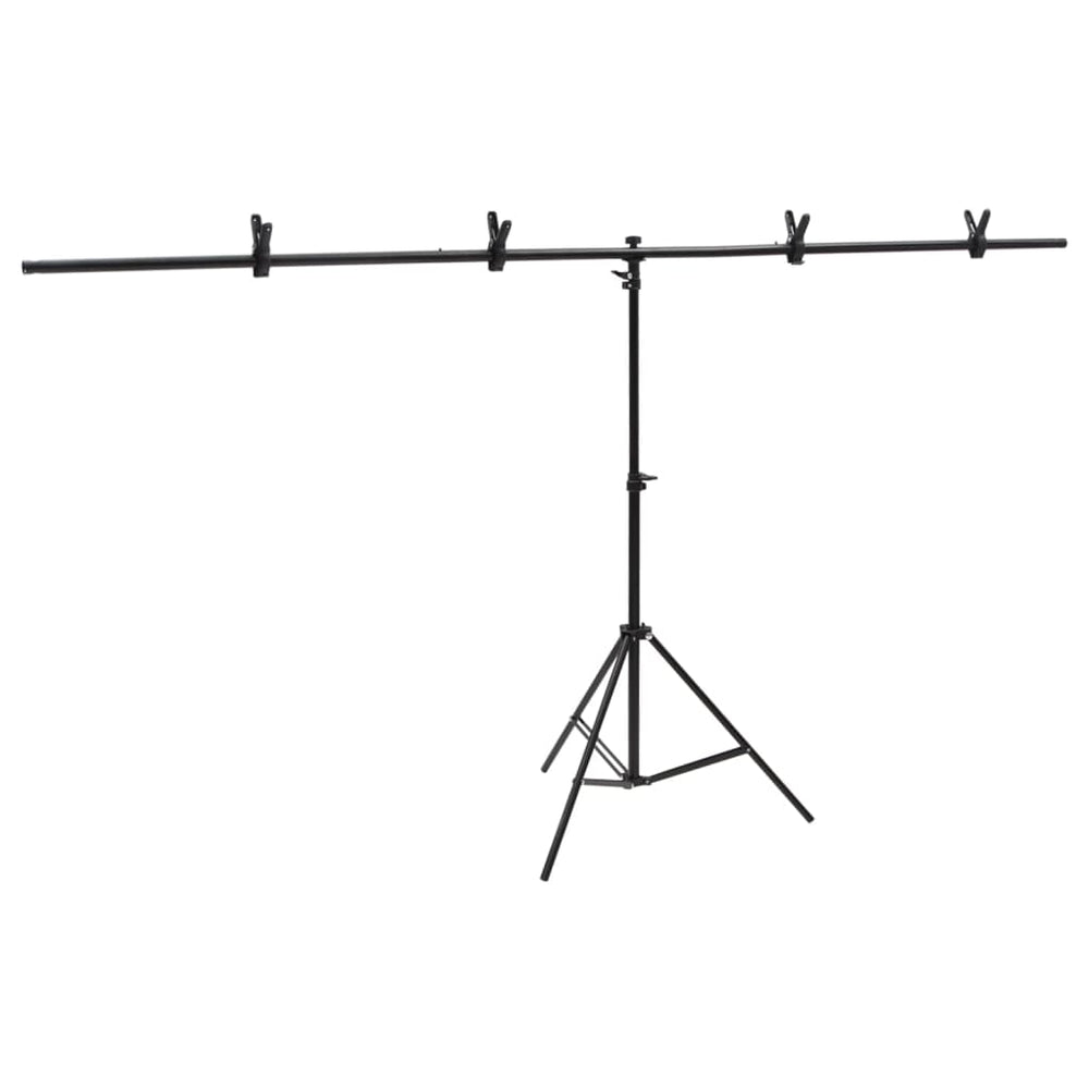 vidaXL T-Shaped Backdrop Stand Black 201x60x(70-200) cm