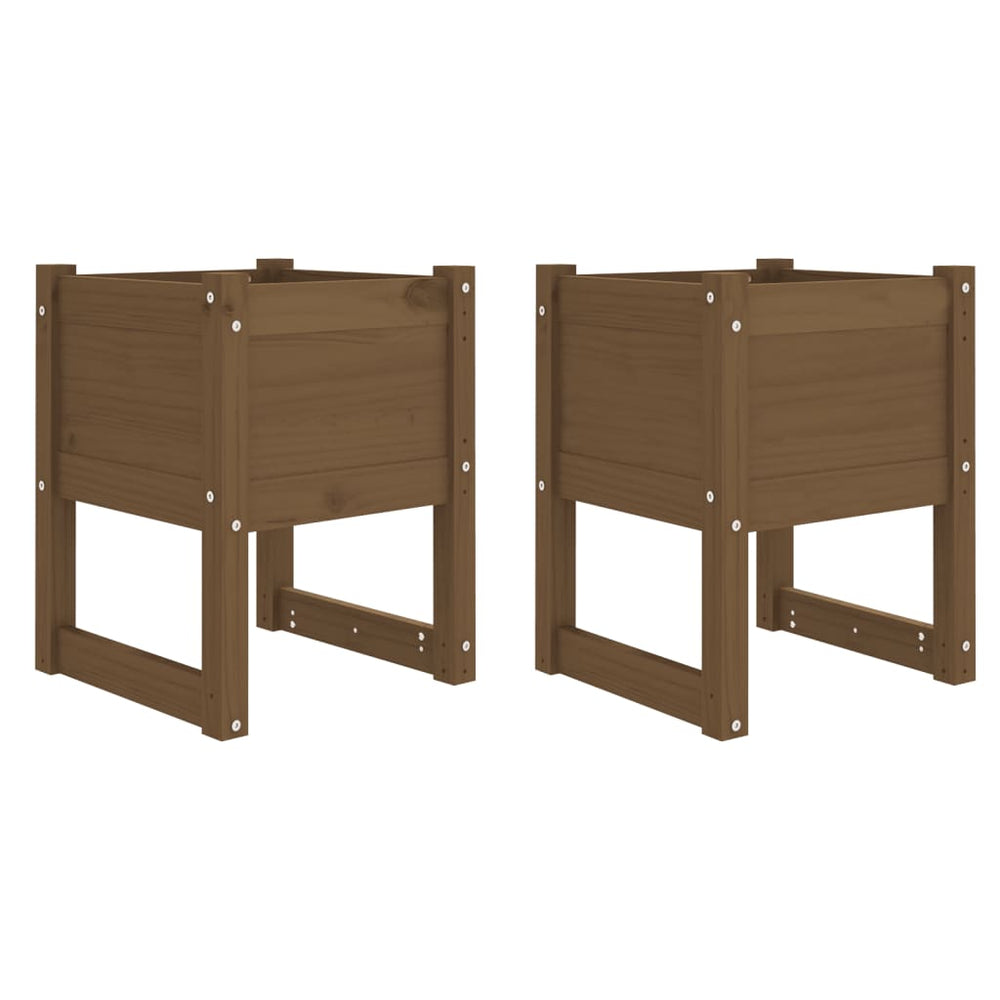 vidaXL Planters 2 pcs Honey Brown 40x40x52.5 cm Solid Pine Wood