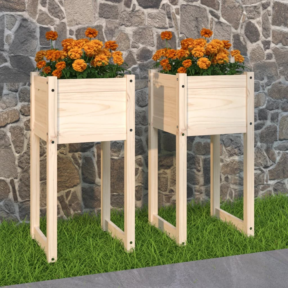 vidaXL Planter Boxes 2 pcs 40x40x81 cm Solid Pine Wood