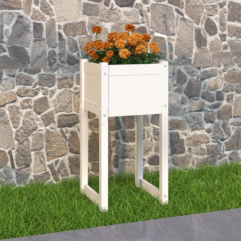 vidaXL Planter White 40x40x81 cm Solid Pine Wood