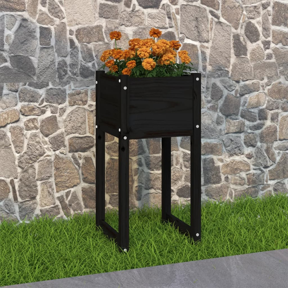 vidaXL Planter Black 40x40x81 cm Solid Pine Wood