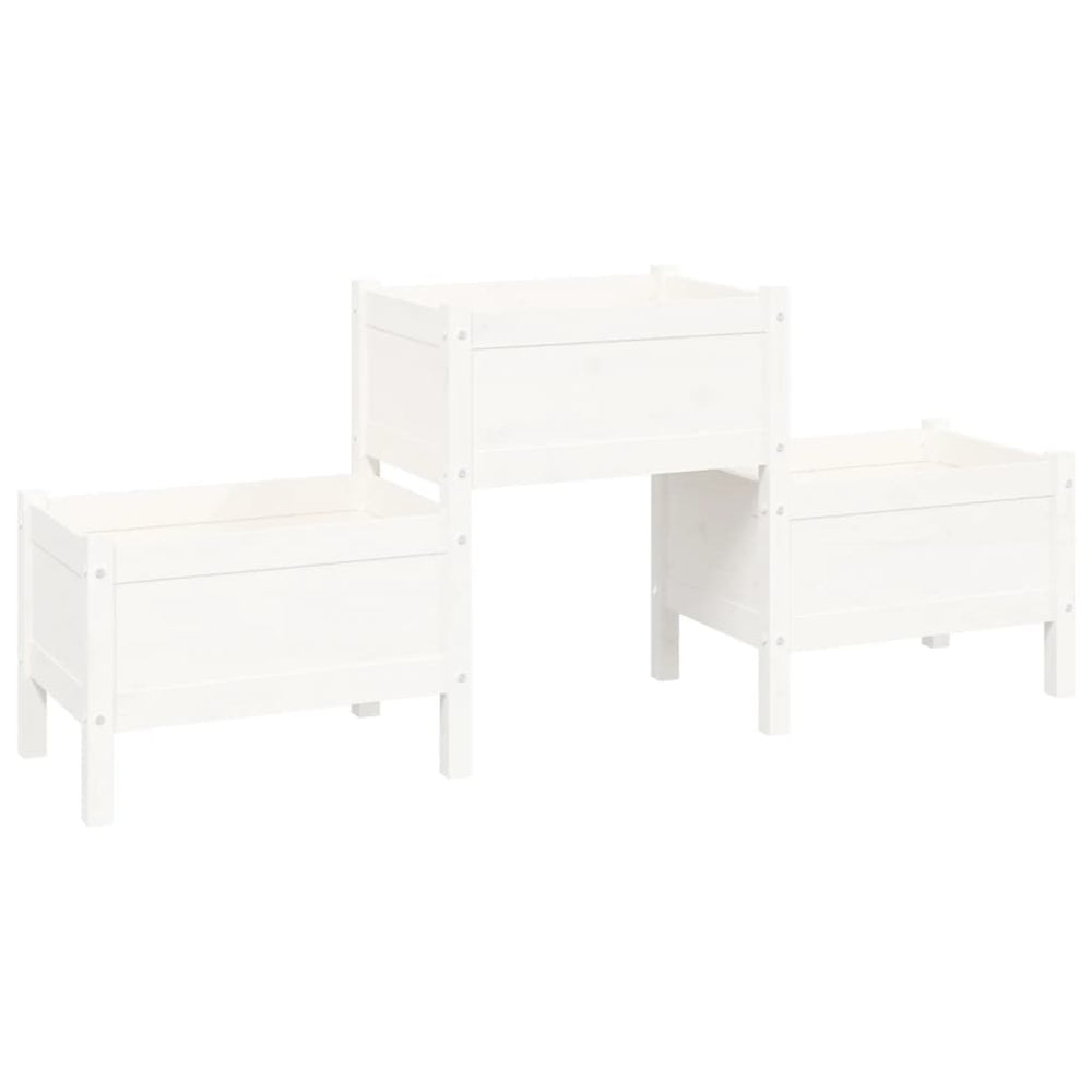 vidaXL Planter White 178.5x44x75 cm Solid Pine Wood
