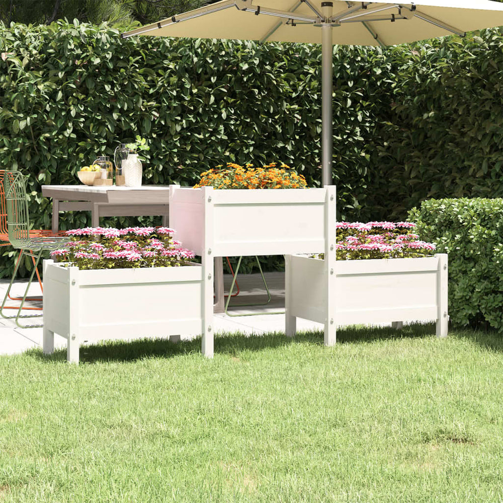 vidaXL Planter White 178.5x44x75 cm Solid Pine Wood