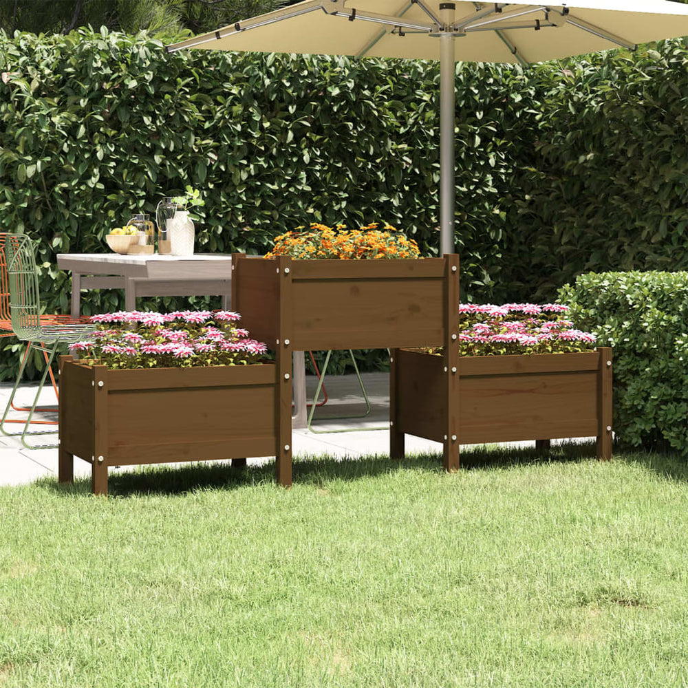 vidaXL Planter Honey Brown 178.5x44x75 cm Solid Pine Wood