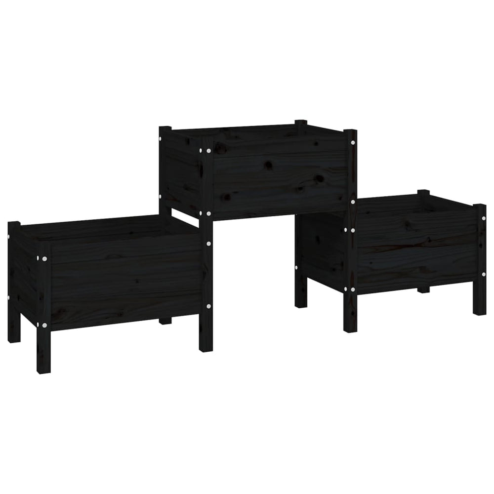 vidaXL Planter Black 178.5x44x75 cm Solid Pine Wood