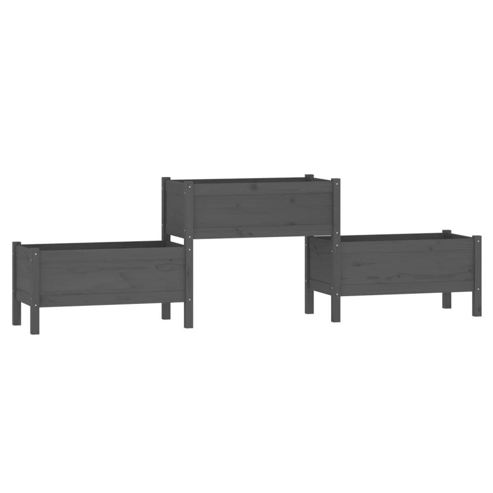 vidaXL Planter Grey 245.5x44x75 cm Solid Pine Wood