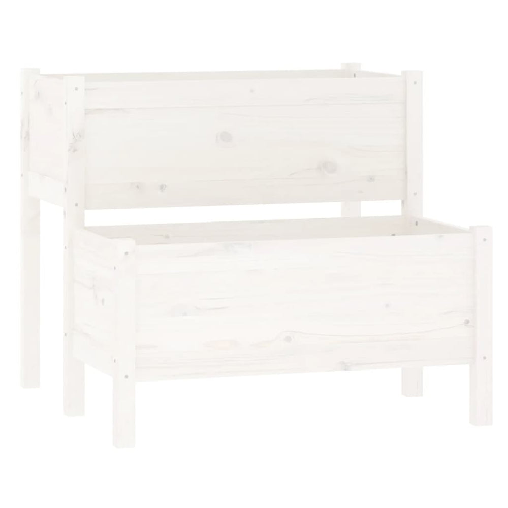 vidaXL Garden Planter White 84.5x84x75 cm Solid Pine Wood