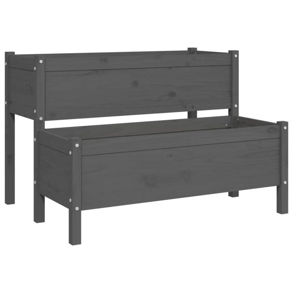 vidaXL Raised Garden Bed Gray 110x84x75 cm Solid Pine Wood