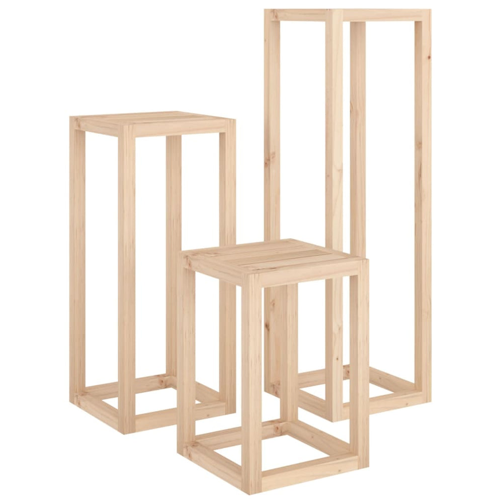 vidaXL 3-Piece Solid Pine Plant Stand Set