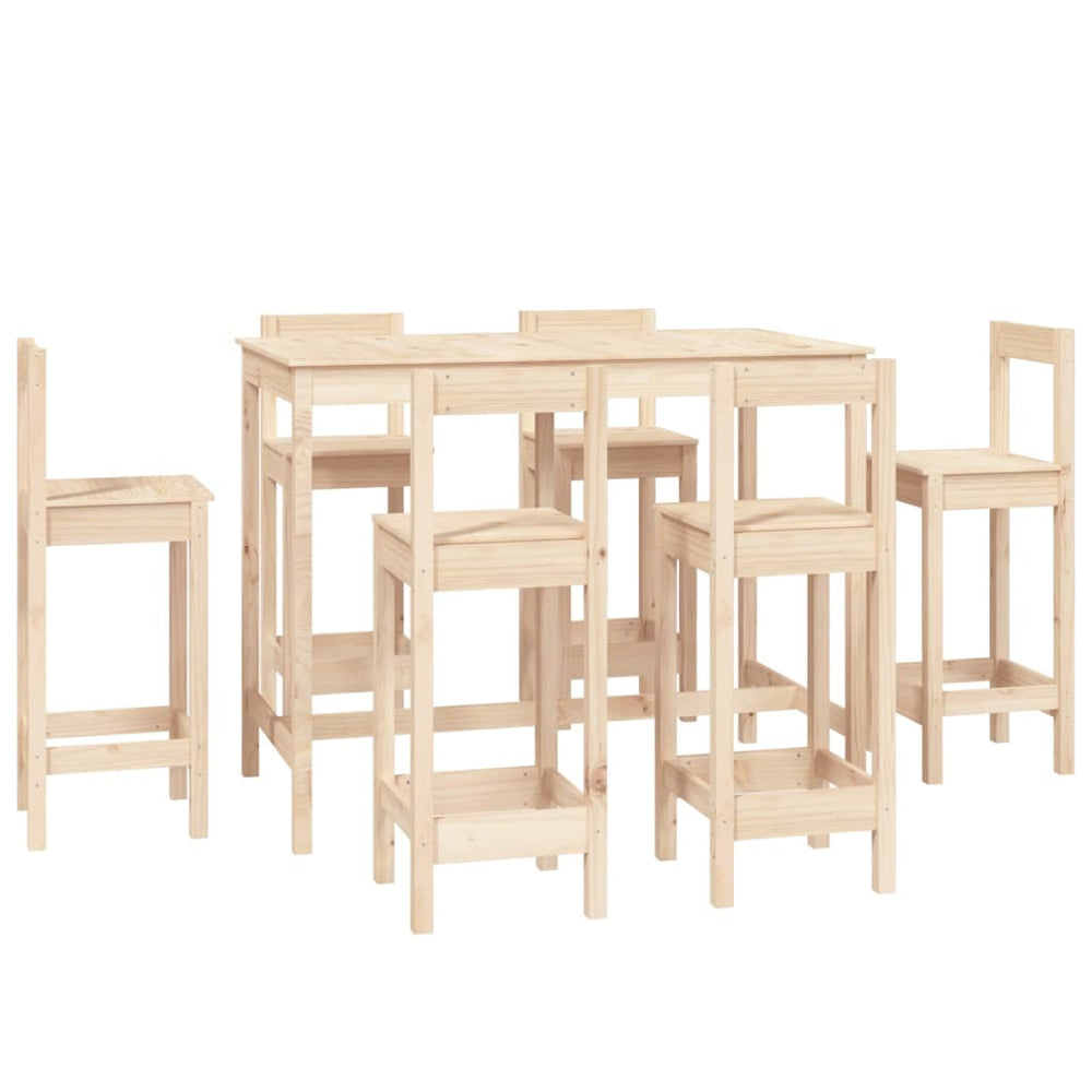 vidaXL 7-Piece Bar Set Solid Pine Wood
