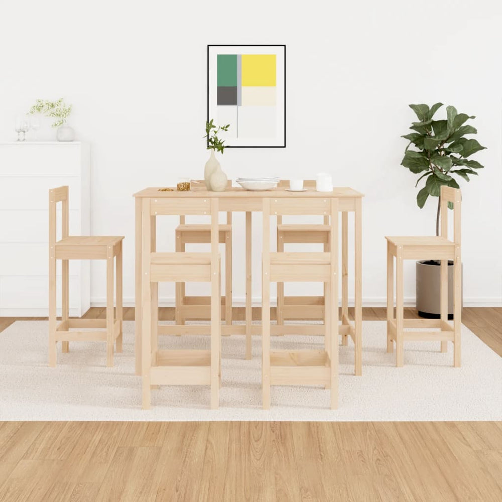 vidaXL 7-Piece Bar Set Solid Pine Wood