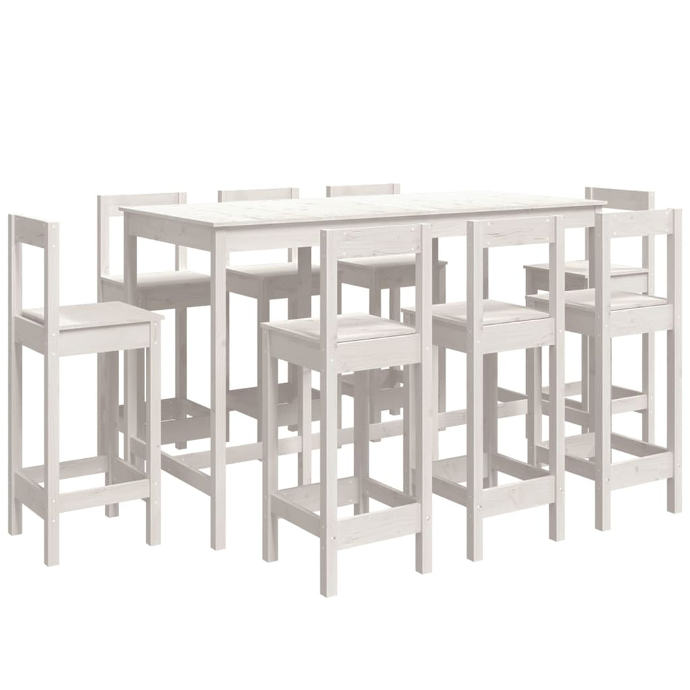 vidaXL 9-piece Bar Set White Solid Pine Wood