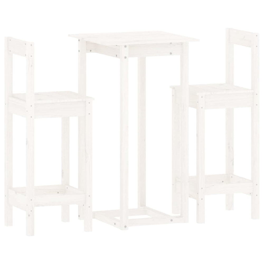 vidaXL 3-Piece Bar Set White Solid Pine Wood