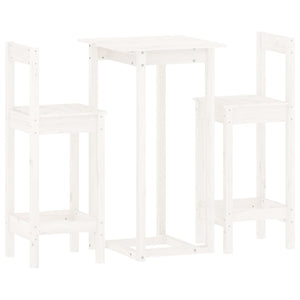 vidaXL 3-Piece Bar Set White Solid Pine Wood