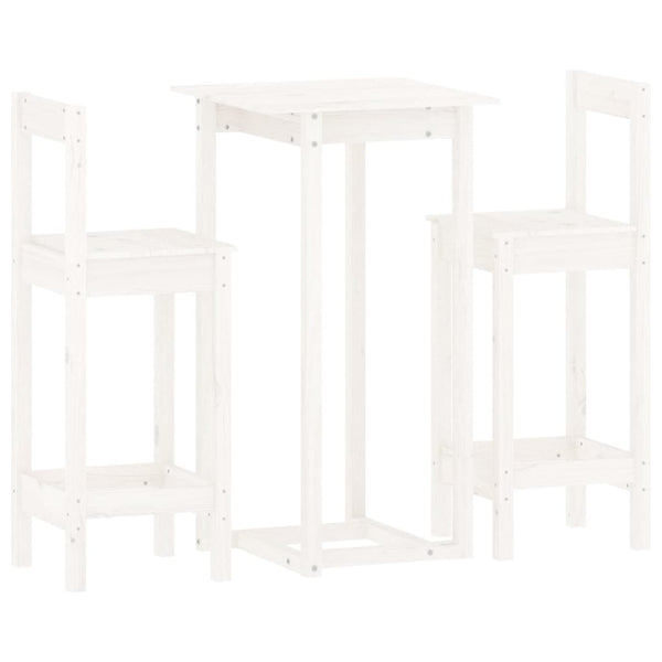 vidaXL 3-Piece Bar Set White Solid Pine Wood