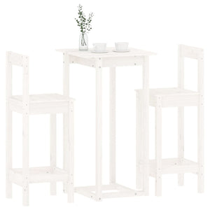 vidaXL 3-Piece Bar Set White Solid Pine Wood
