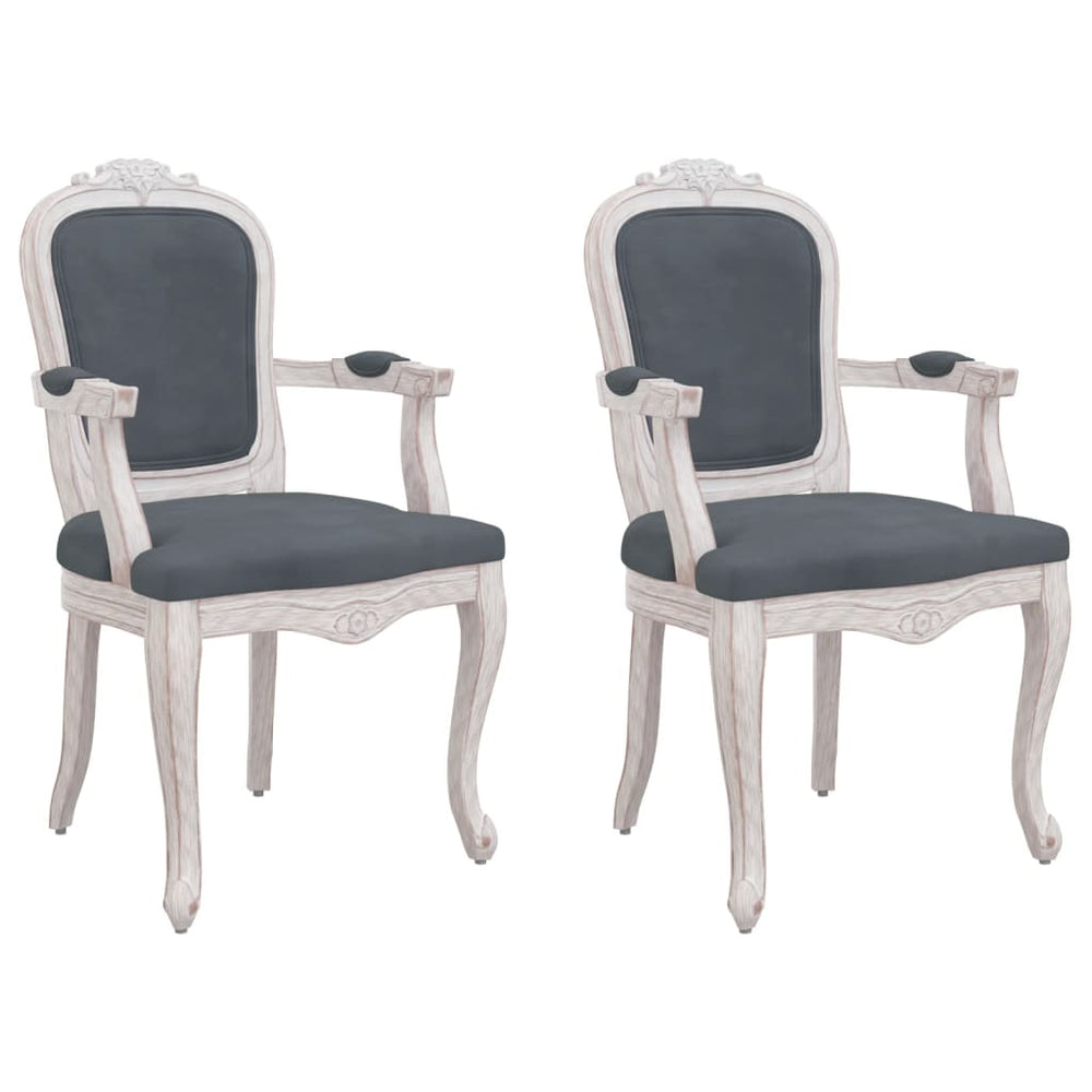 vidaXL Dining Chairs 2 pcs Dark Gray 62x59.5x100.5 cm Velvet