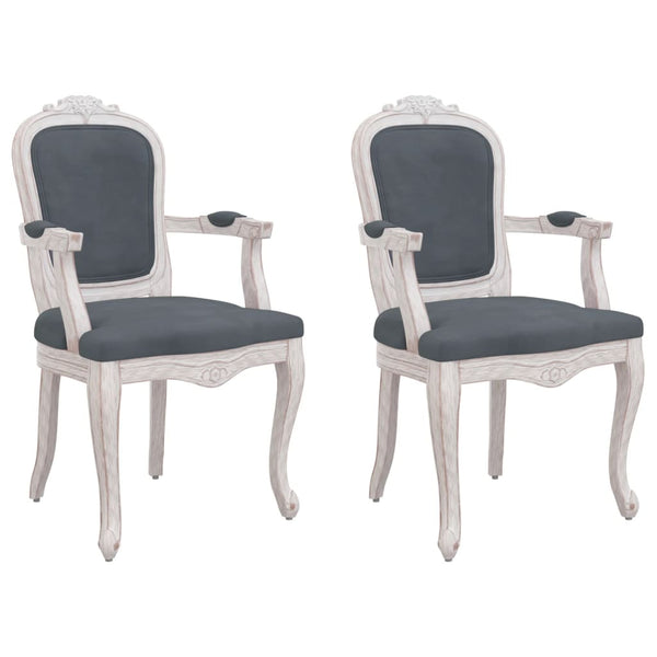 vidaXL Dining Chairs 2 pcs Dark Gray 62x59.5x100.5 cm Velvet