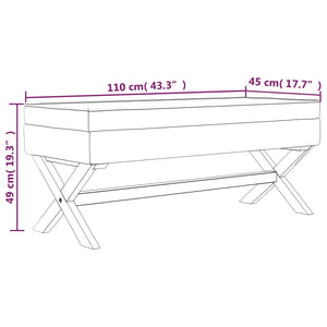 vidaXL Storage Bench Blue 110x45x49 cm Velvet