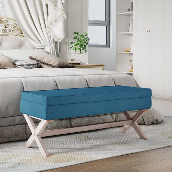 vidaXL Storage Bench Blue 110x45x49 cm Velvet