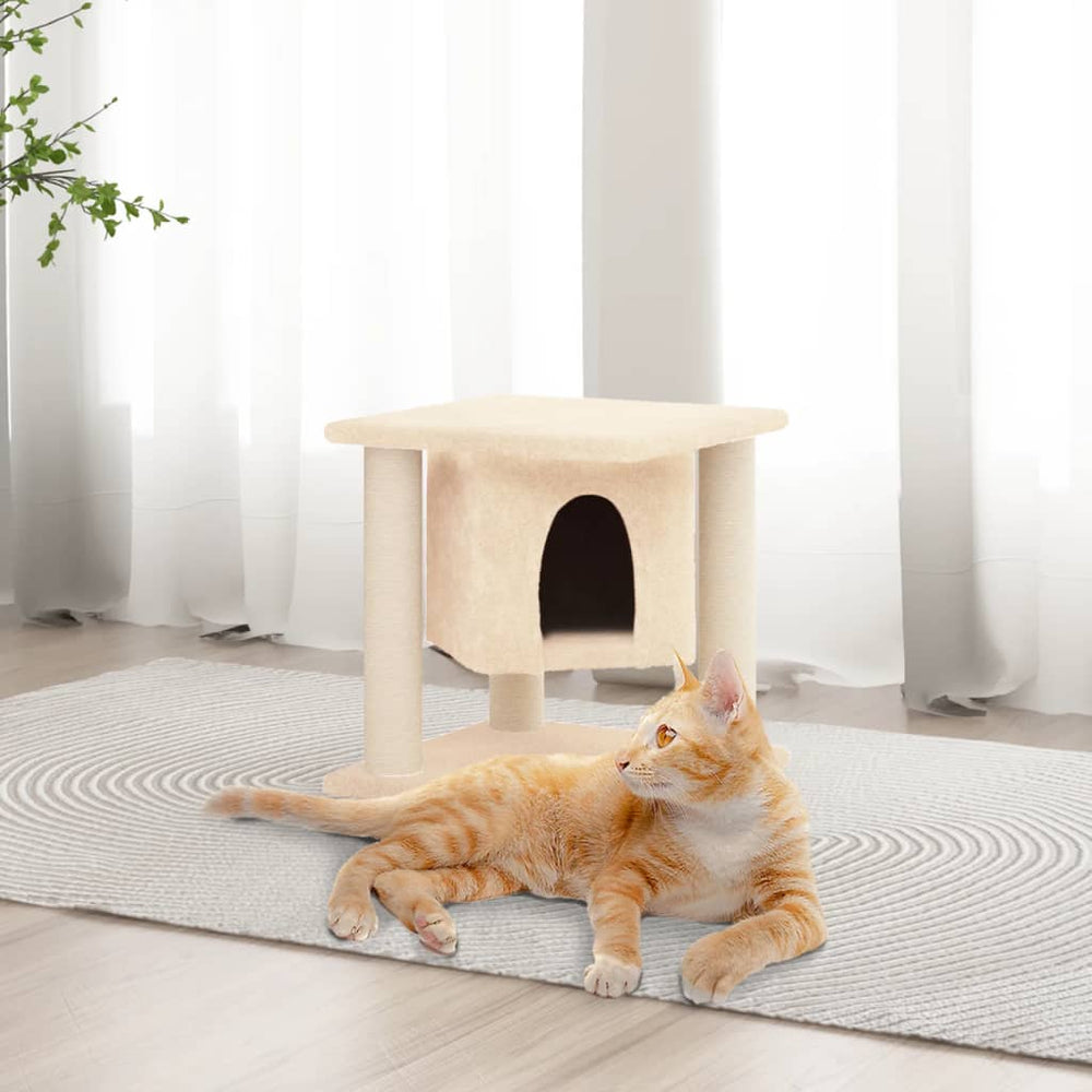 vidaXL Cat Tree with Sisal Scratching Posts Cream 37 cm