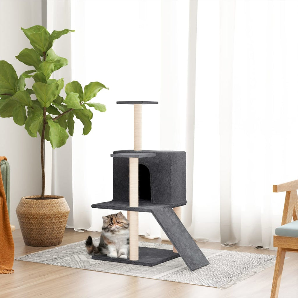 vidaXL Cat Tree with Sisal Scratching Posts Dark Grey 82 cm