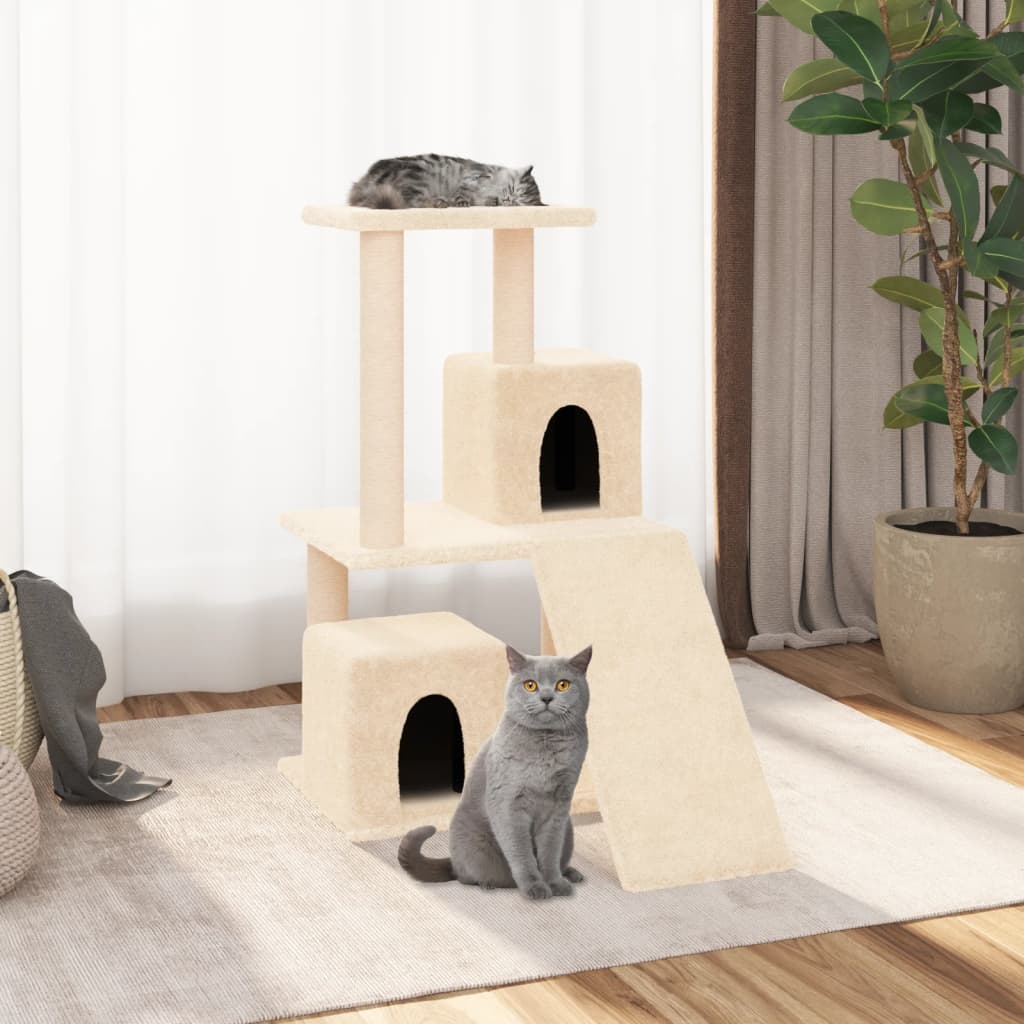 vidaXL Cat Tree with Sisal Scratching Posts Cream 82 cm